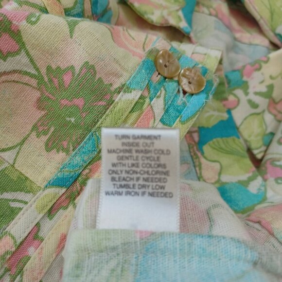 Christopher & Banks Linen Blend Jacket Pastel Floral Print Womens Medium - Picture 9 of 11